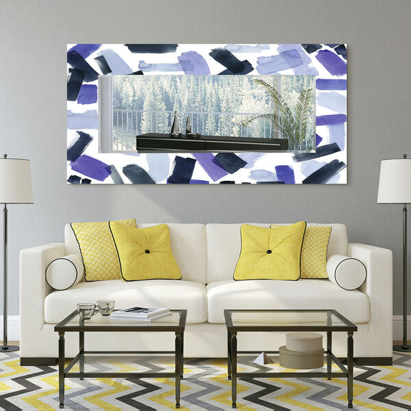 Cerulean Strokes Blue 72 x 36-Inch Rectangular Beveled Floor Mirror, image 1