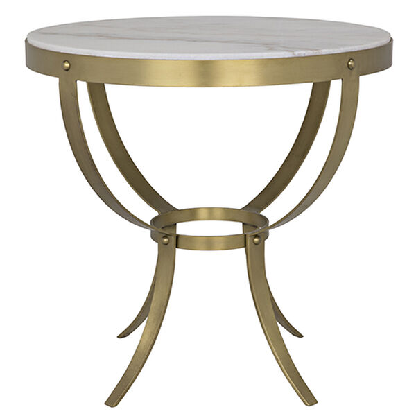 Byron Antique Brass and Stone Side Table, image 5