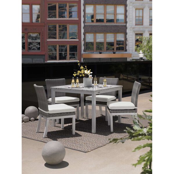 Travira and Argento Ash Eggshell White Five-Piece Outdoor Dining Table and Side Chair Set, image 2