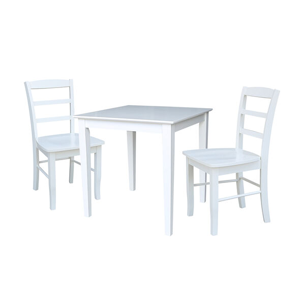 Solid Wood Dining Table with Two Madrid Chairs in White - Set of Three, image 1