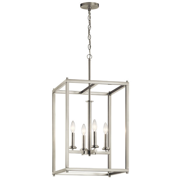 Crosby Brushed Nickel 16-Inch Four-Light Foyer Pendant, image 1