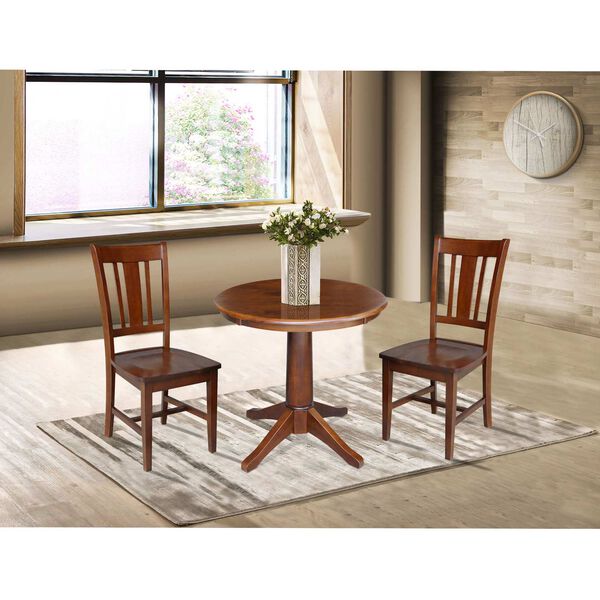 Espresso 29-Inch High Round Pedestal Table with Chairs, 3-Piece, image 2