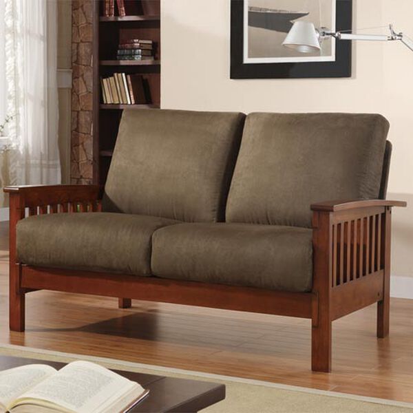 Mission Loveseat with Olive Microfiber, image 1