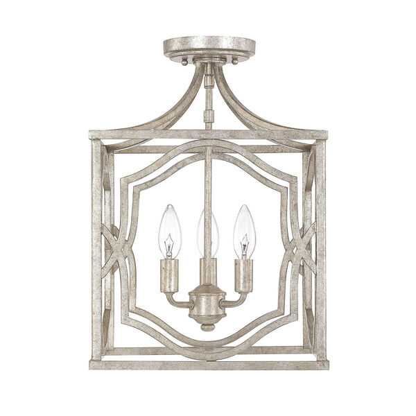 Blakely Antique Silver Three-Light Foyer Fixture, image 4