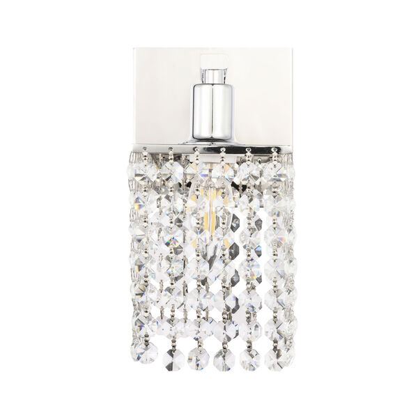 Phineas Chrome Five-Inch One-Light Bath Vanity with Clear Crystals, image 1