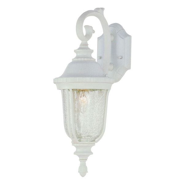 One-Light White Downlight Outdoor Wall Bracket with Crackle, image 1