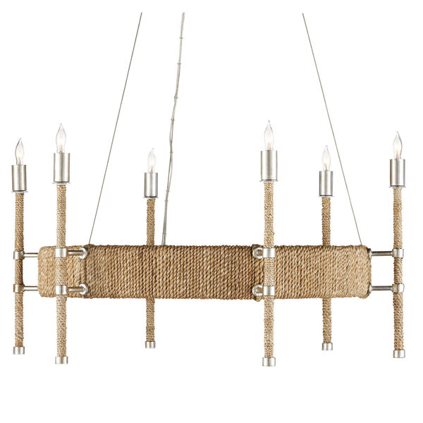 Monzie Contemporary Silver and Natural Six-Light Chandelier, image 1