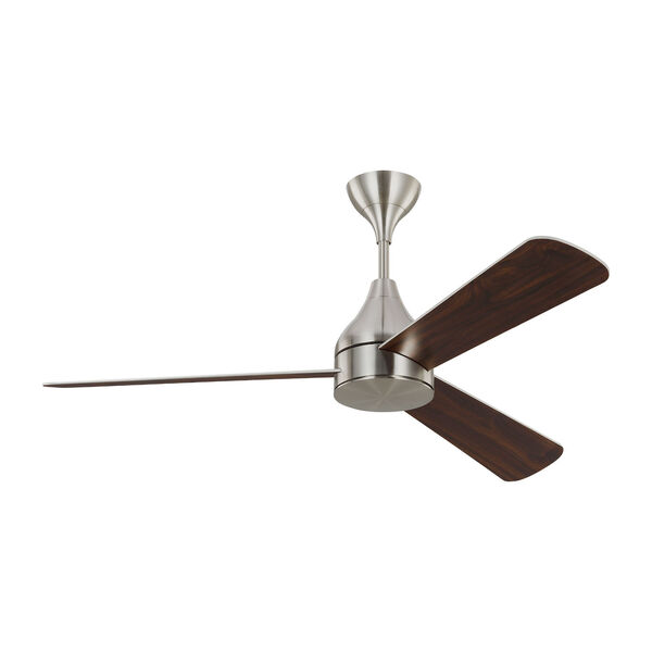Streaming Smart Brushed Steel 52-Inch Indoor/Outdoor Integrated LED Ceiling Fan with Remote Control and Reversible Motor, image 1