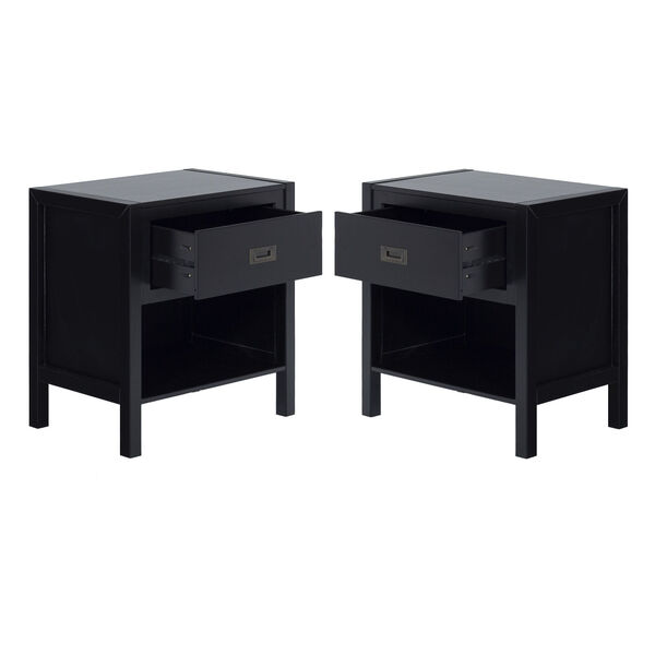 Lydia Black Single Drawer Solid Wood Nightstand, Set of Two, image 5