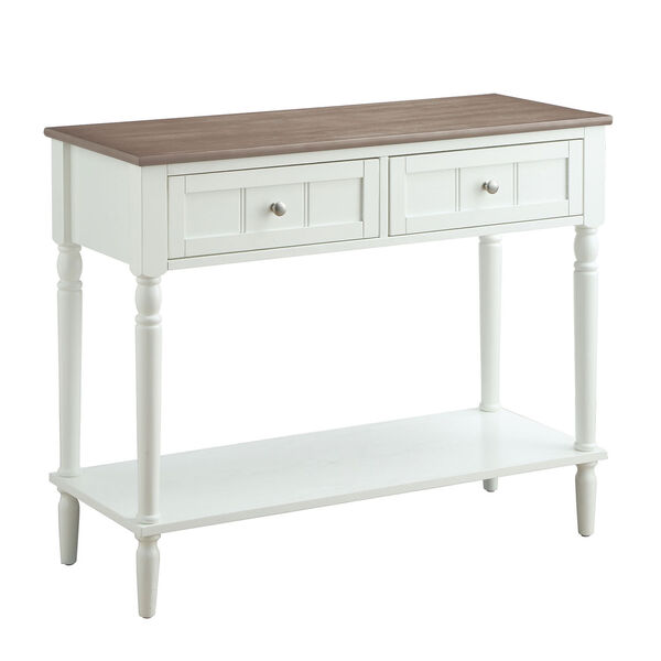 French Country Two Drawer Hall Table in Driftwood and White, image 1