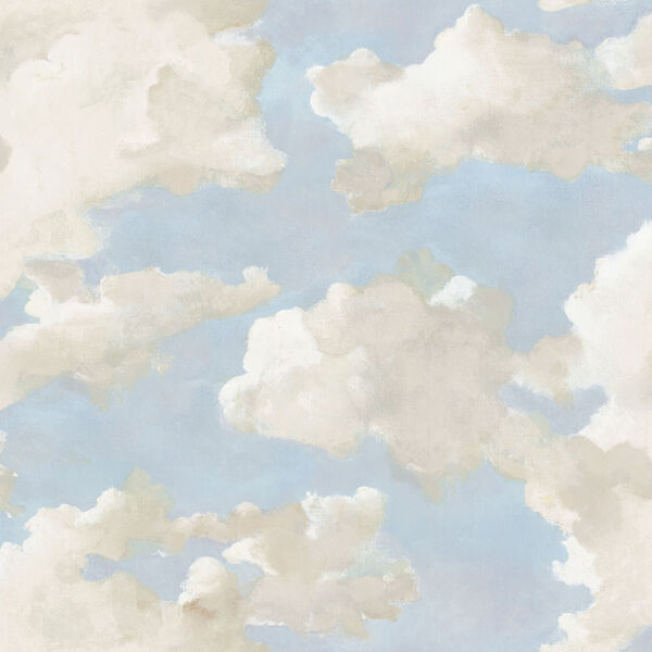 Clouds and Canvas Blue Children and Nursery Peel and Stick Wallpaper, image 2