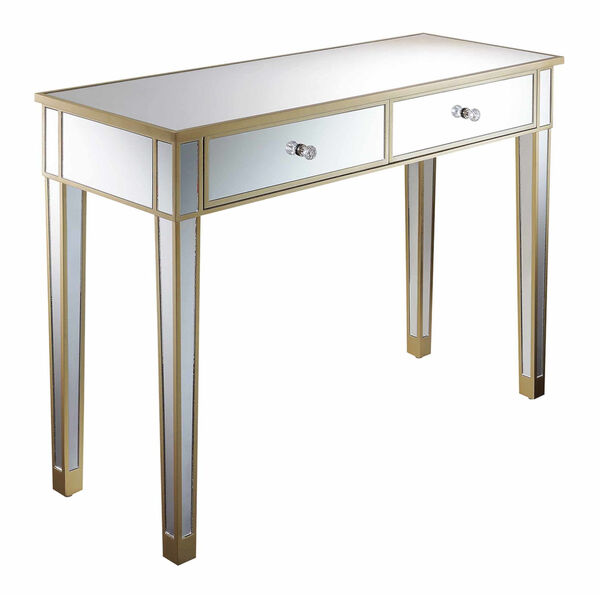 Gold Coast Champagne Mirrored Two-Drawer Desk Console Table, image 6