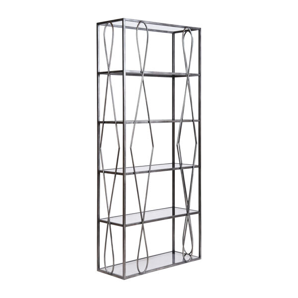 Neutro Graphite with Black Glass Bookcase Shelf, image 1