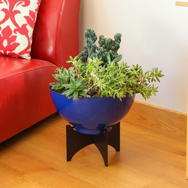 Norma I French Blue Planter with Flower Bowl, image 3