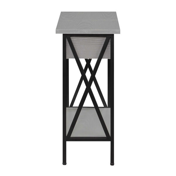 Tucson Gray Black Flip Top End Table with Charging Station and Shelf, image 6