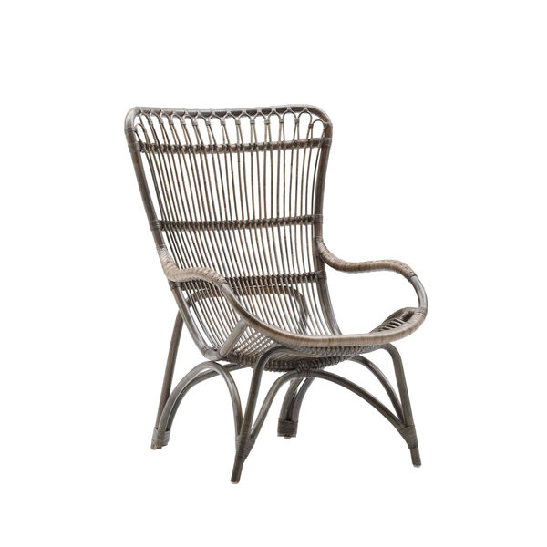 Monet Taupe Grey Rattan Highback Lounge Chair, image 1