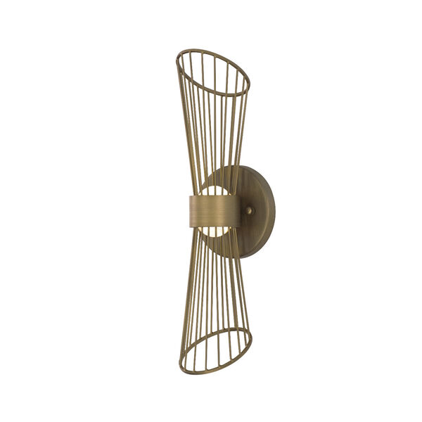 Zeta Natural Aged Brass Two-Light LED Wall Sconce, image 1