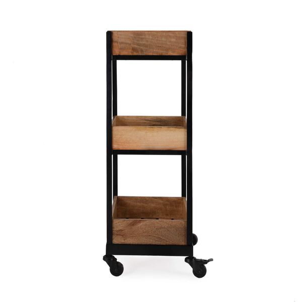 Fulham Natural Wood Rustic Three-Tier Serving Cart, image 4