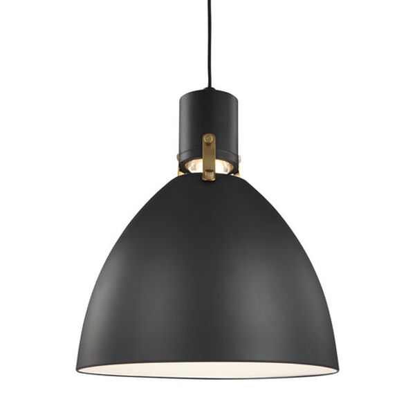 Knole Black 14-Inch LED Dome Pendant, image 1