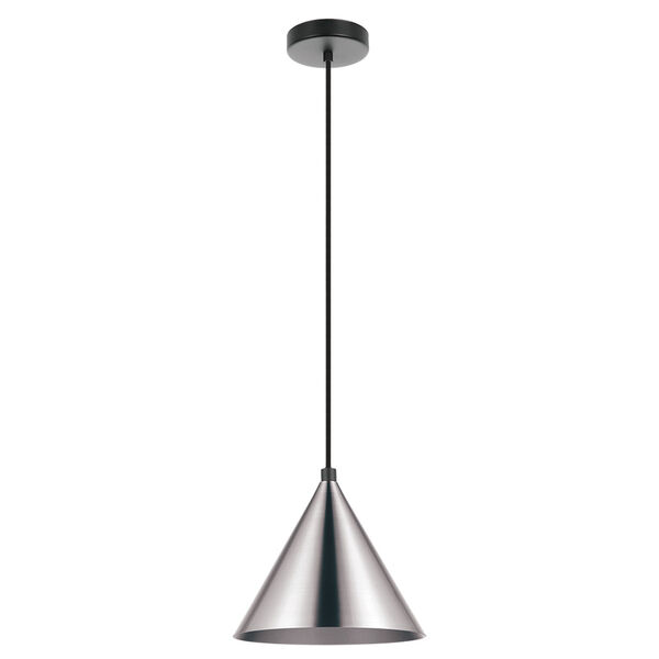 Narices Structured Black One-Light Mini Pendant with Matte Nickel Shade, image 1
