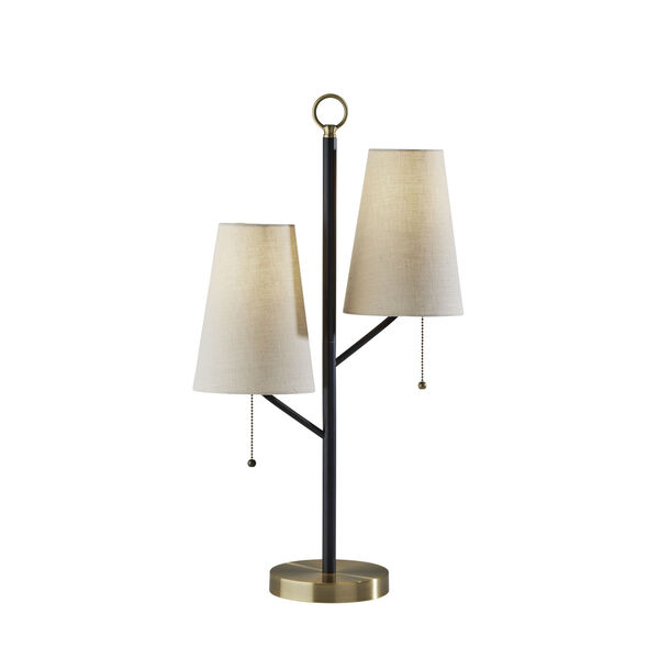 Daniel Black Antique Brass Accent Two-Light Table Lamp, image 1