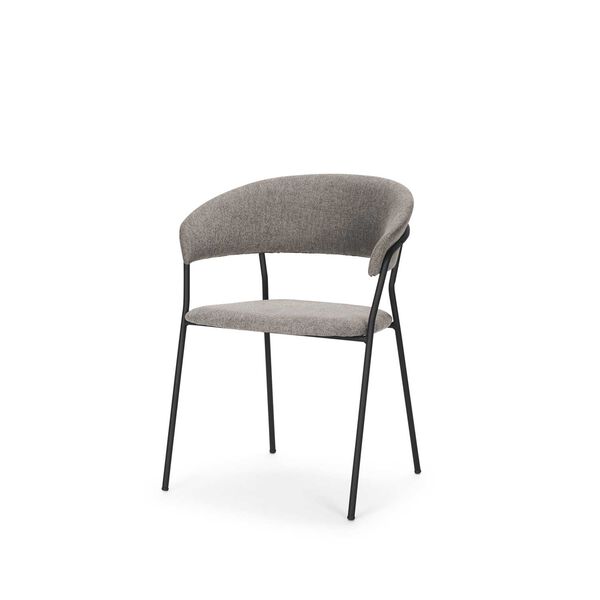 Carolyn Gray Fabric and Matte Black Metal Dining Chair, image 1