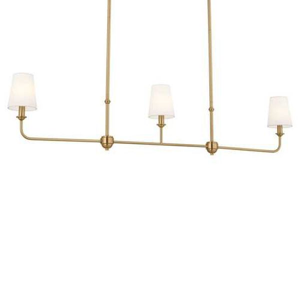 Pallas Brushed Natural Brass Three-Light Linear Chandelier, image 1