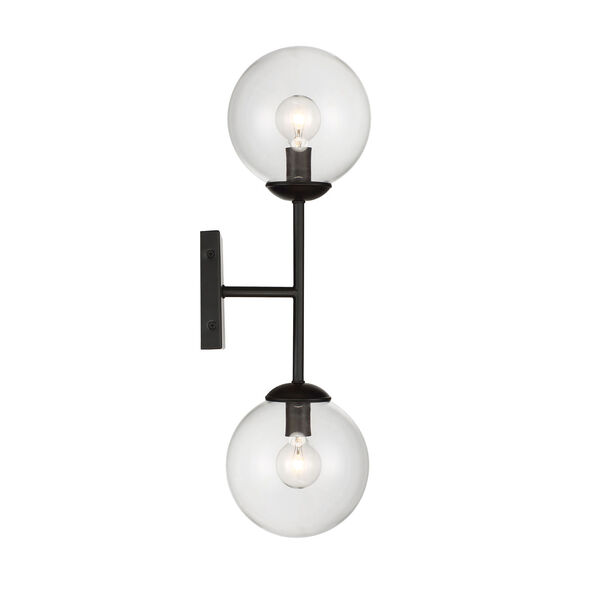 Uptown Black Globe Two-Light Wall Sconce, image 3