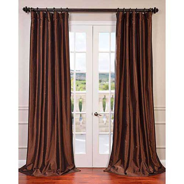 Half Ds Copper Brown 96 X 50, Copper Brown Faux Silk Taffeta Curtain Panel White 6