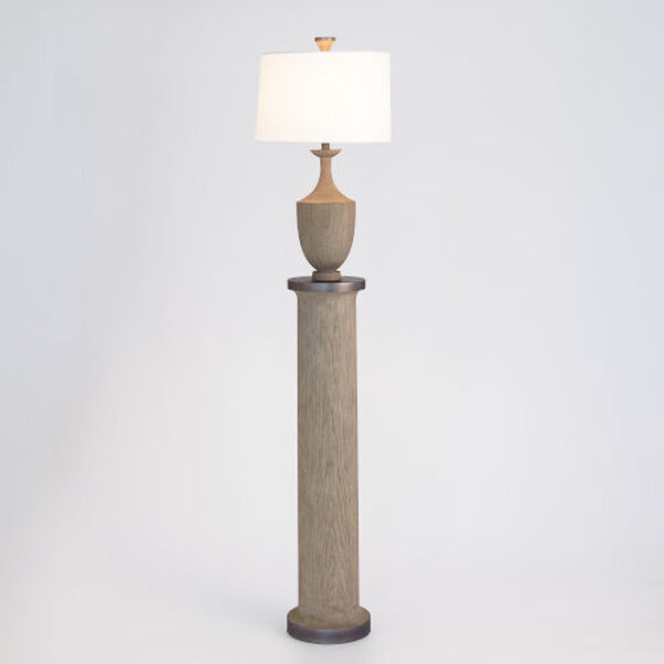 Natural and Bronze Column Sandblasted Floor Lamp, image 1