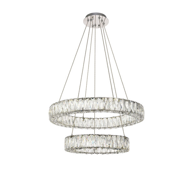 Monroe Chrome 26-Inch Two-Tier LED Chandelier, image 1