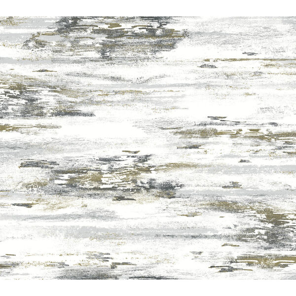 Black and Gold 27 In. x 27 Ft. Birch Bark Texture Wallpaper, image 2