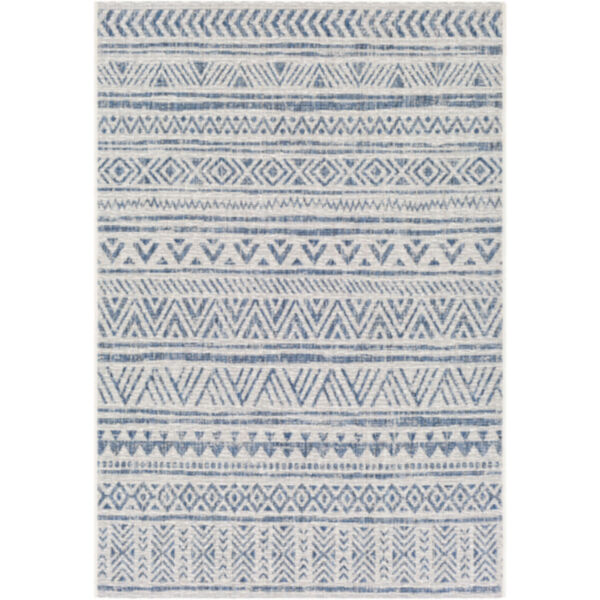 Eagean Denim, Navy and White Square: 6 Ft. 7 In. x 6 Ft. 7 In. Rug, image 1