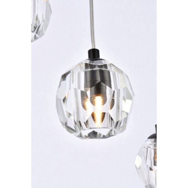 Eren Black 12-Inch Five-Light Pendant with Royal Cut Clear Crystal, image 5