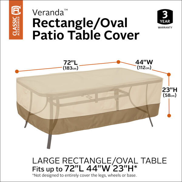 Ash Pebble and Bark Rectangular Patio Table Cover, image 4