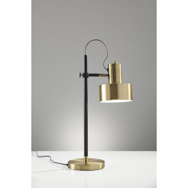 Clayton Matte Black and Antique Brass One-Light Desk Lamp, image 2