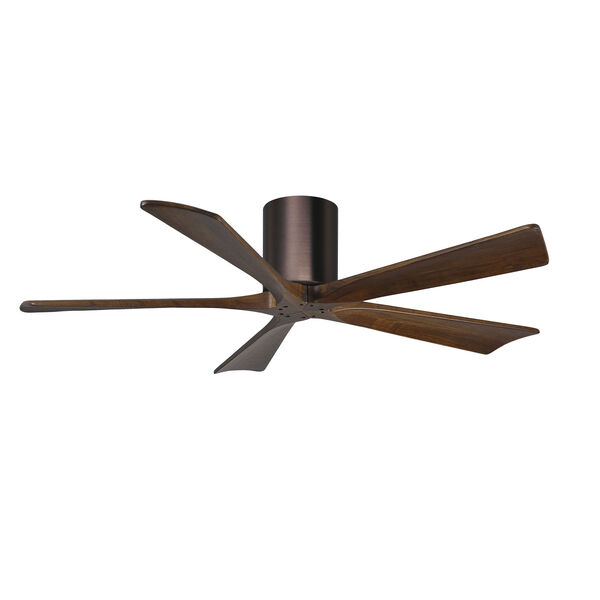 Irene-5H Brushed Bronze 52-Inch Outdoor Flush Mount Ceiling Fan with Walnut Tone Blades, image 4