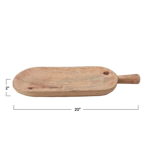 Natural Hand-Carved Mango Wood Tray with Handle, image 4