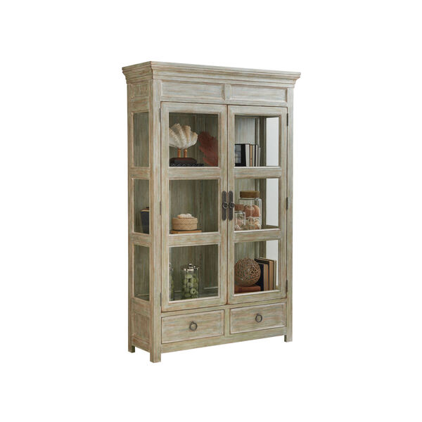 Ocean Breeze Greeen and Taupe Sanctuary Curio China Cabinet, image 1