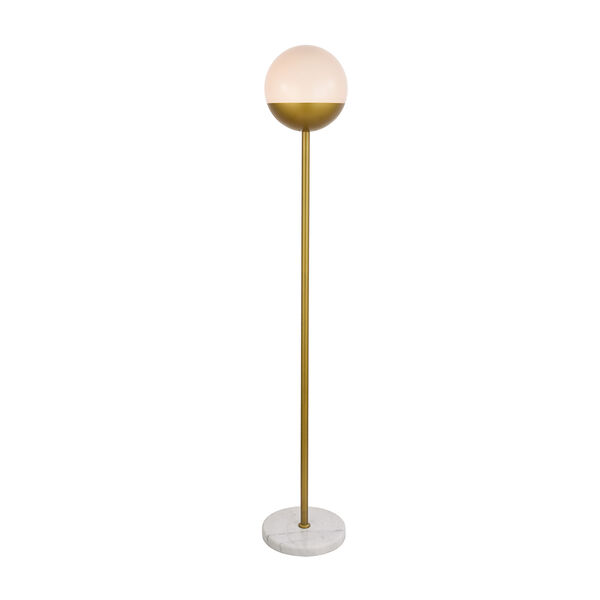 Eclipse Brass and Frosted White 62-Inch One-Light Floor Lamp, image 3
