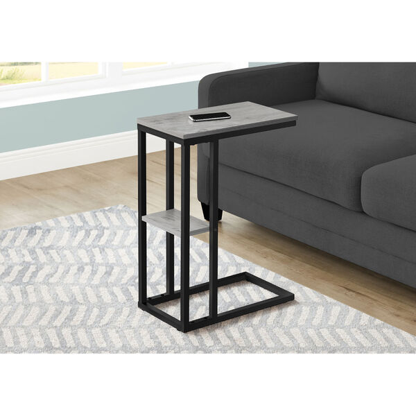 Grey and Black End Table with Shelf, image 2