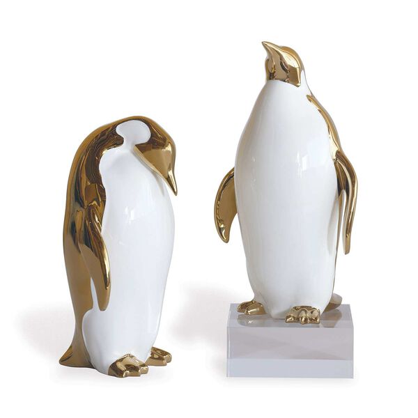 Penguin White Brown Decorative Object, Set of Two, image 1