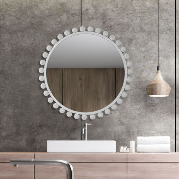 Cyra Matte White Round Wall Mirror, image 2