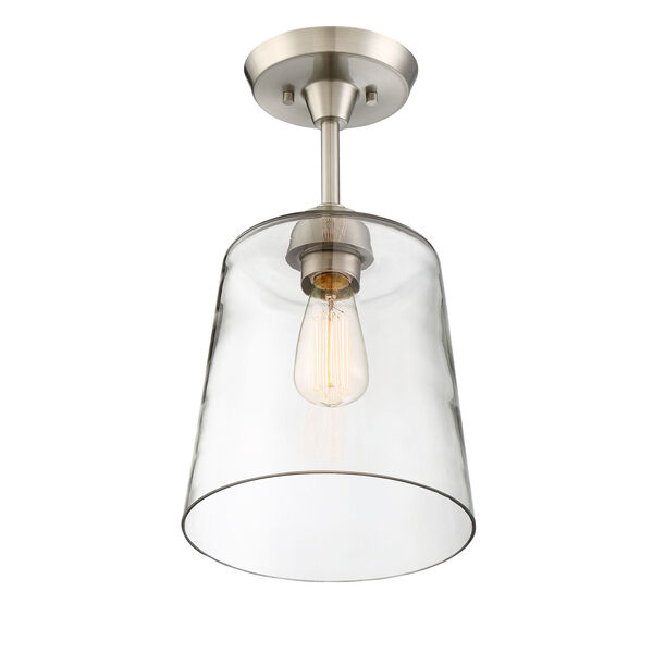 Nicollet Brushed Nickel One-Light Semi-Flush Mount with Clear Glass Shade, image 3