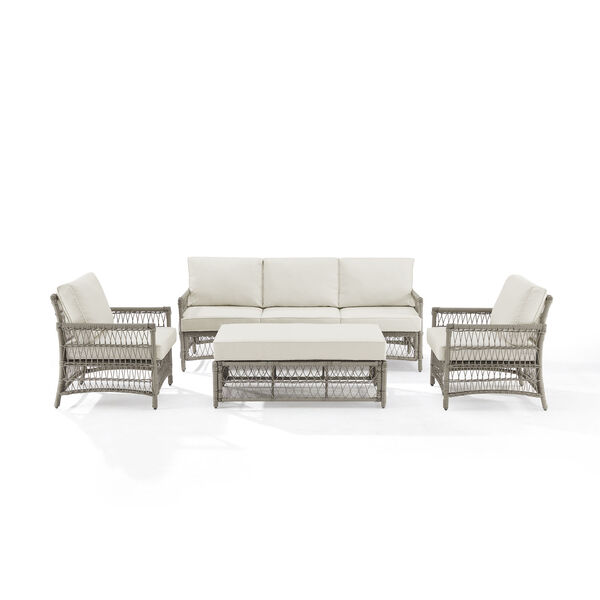 Thatcher Creme and Driftwood Outdoor Wicker Sofa Set, Four-Piece, image 1