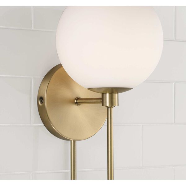 Ansley Aged Brass One-Light Circular Globe Wall Sconce, image 3