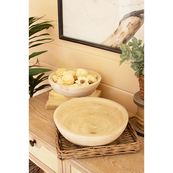 Hand Carved Round Wooden Bowls, Set of 2, image 3