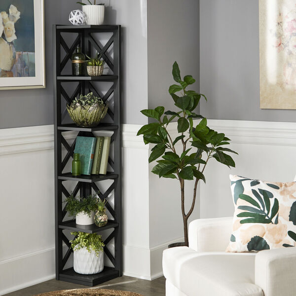Tanya Black X-Frame Five-Shelve Bookcase, image 6