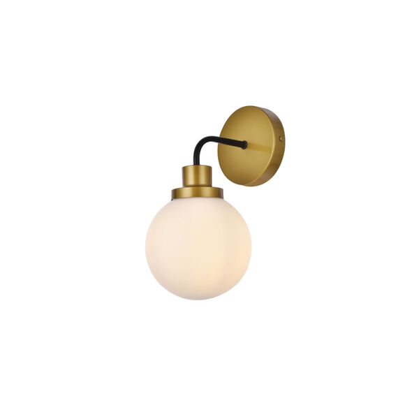 Hanson Black and Brass and Frosted Shade One-Light Bath Vanity, image 3