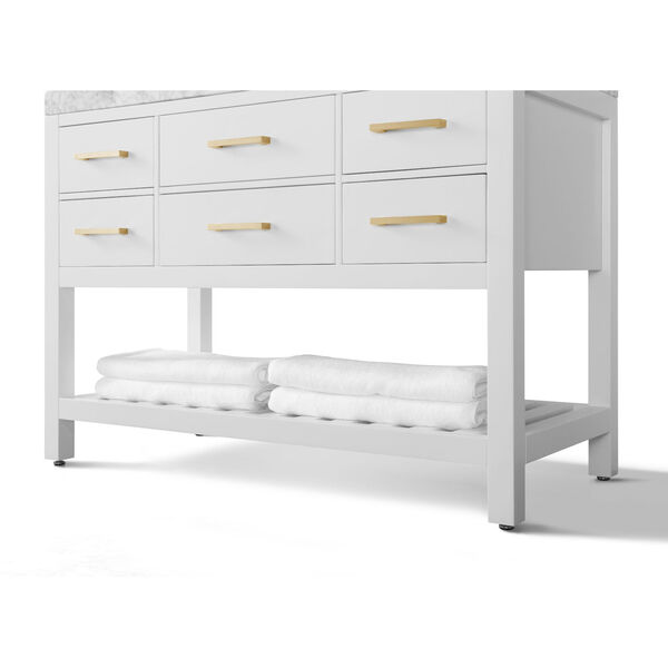 Elizabeth White 48-Inch Vanity Console with Mirror and Gold Hardware, image 3
